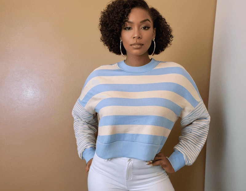 Chic Color Block Crewneck Sweatshirt - Image 2