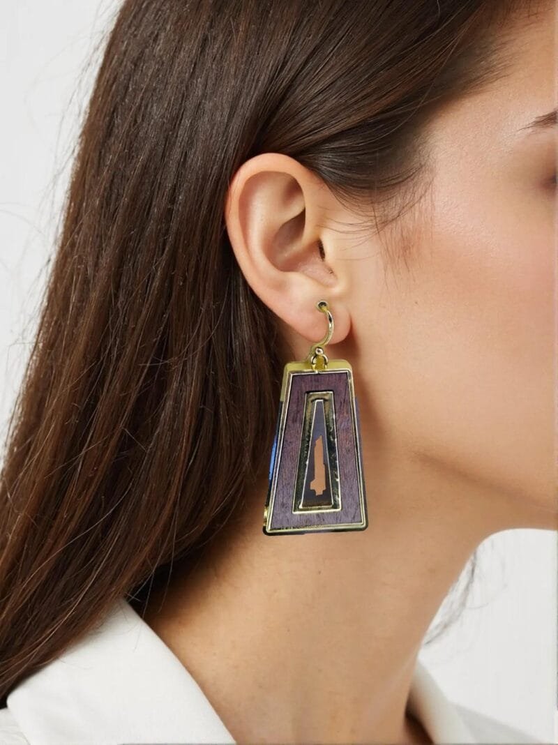 Gold & Black Trimmed Earrings - Image 4