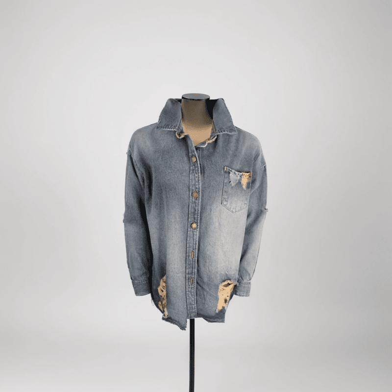 Stone Wash Denim Shirt Jacket