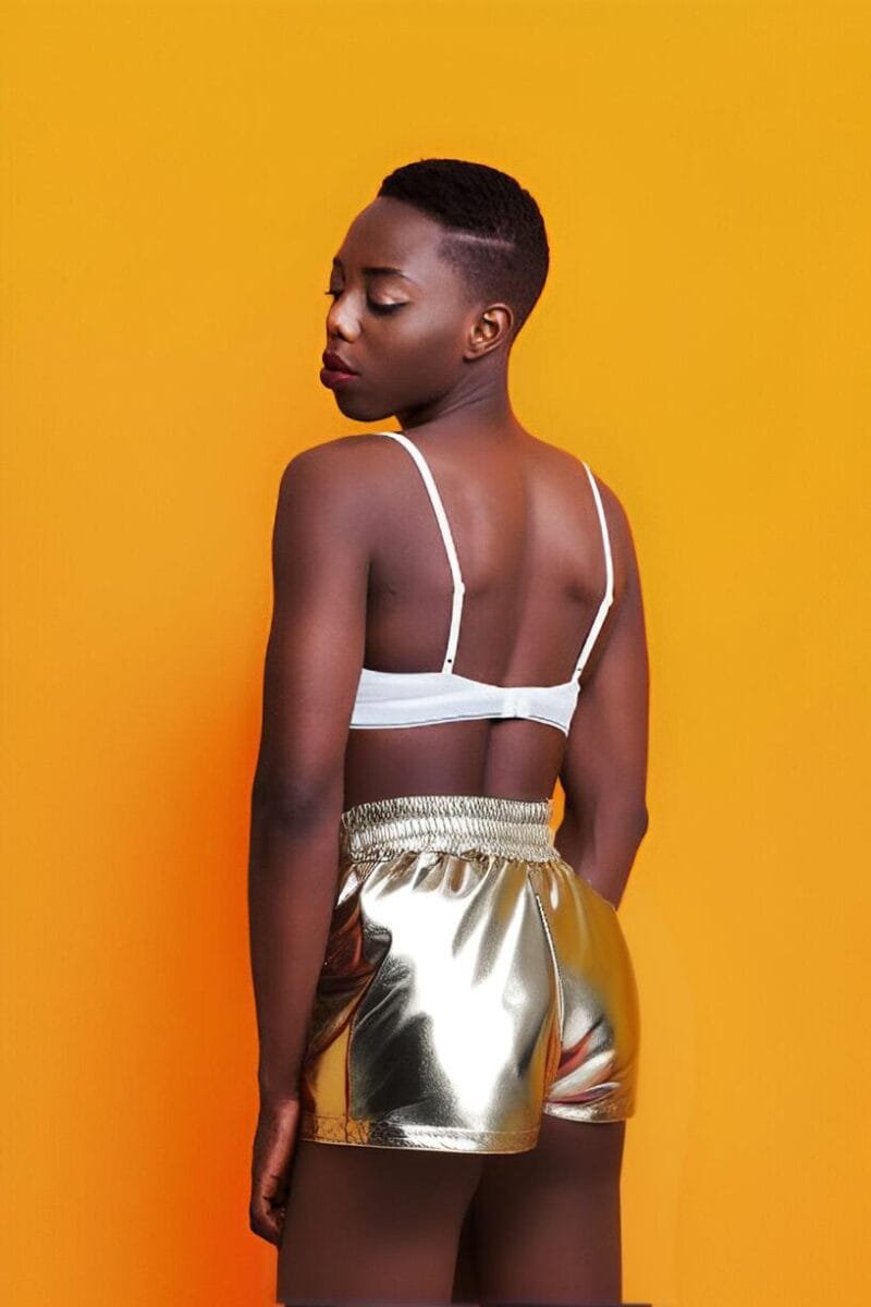 Silver Streak Metallic High Waist Shorts - Image 2