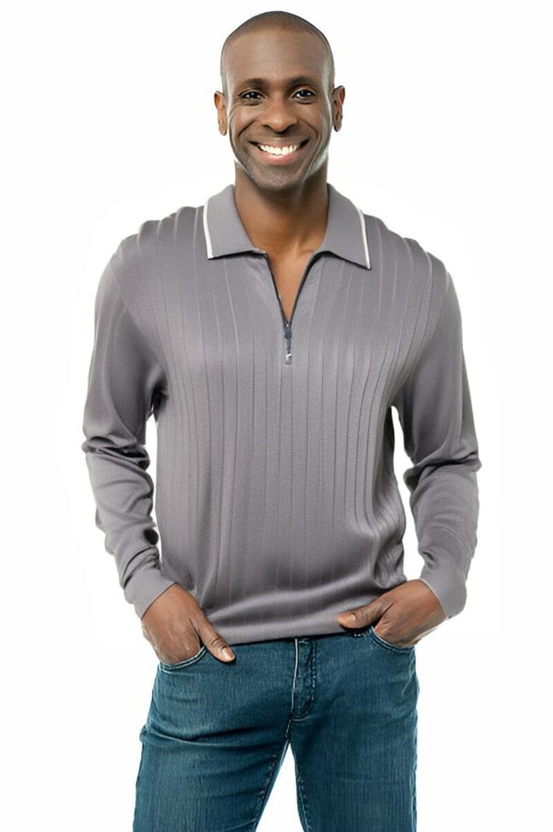 Smoked Grey Zipper Front Sweater