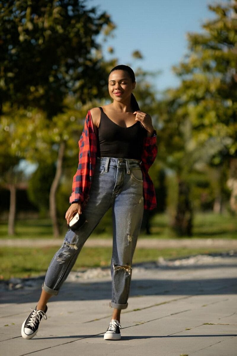 Stone Washed Distressed Denim Jeans