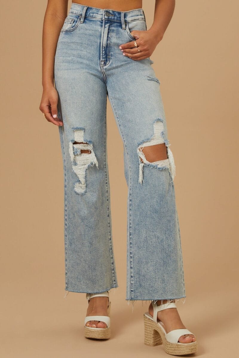 Kiara Distressed Wide Leg Jeans - Image 3
