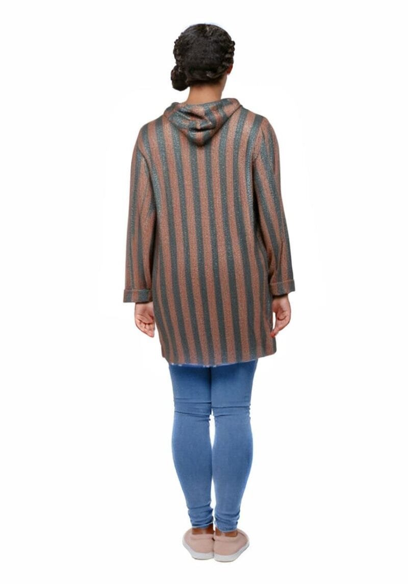 Zara Sweater Dress with Hood and Glitter Stripes - Image 2