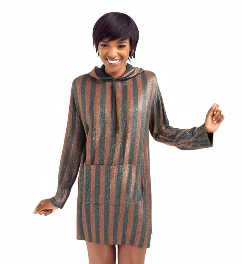 Zara Sweater Dress with Hood and Glitter Stripes