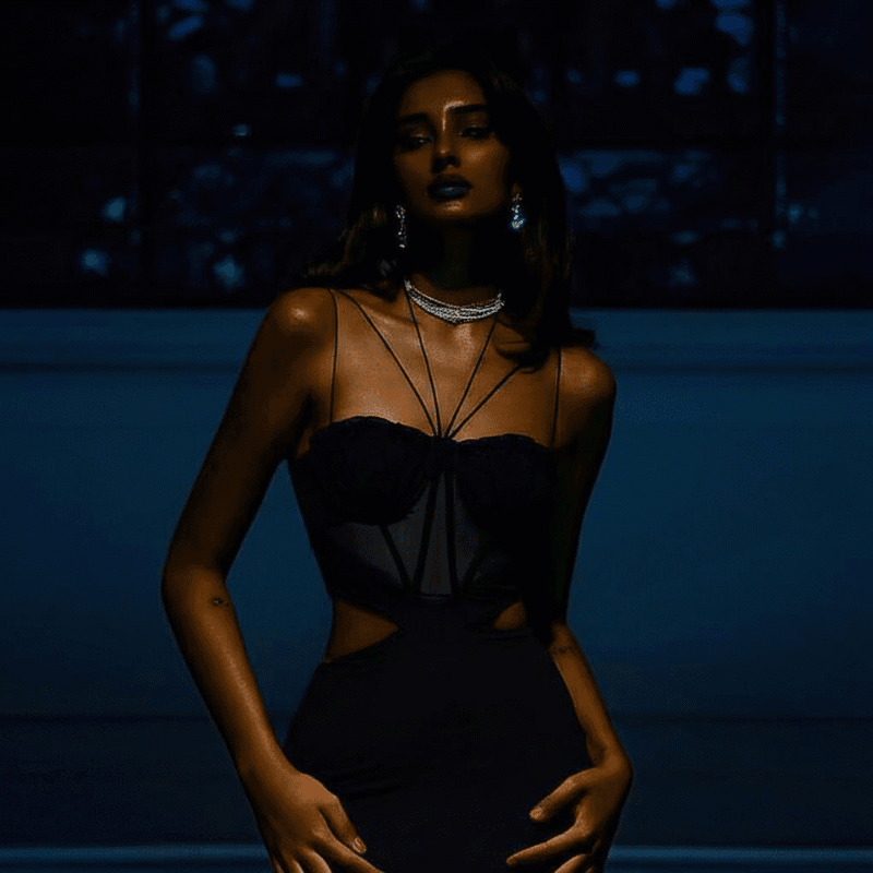 Black Criss-Cross Maxi Dress with Sheer Bust & Side Openings - Image 2