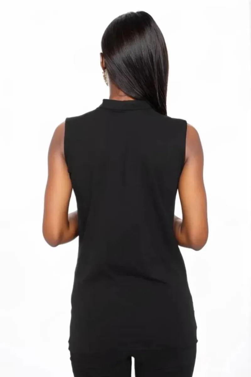 Black V-Cut Front Tee Soft Cotton Blend - Image 2