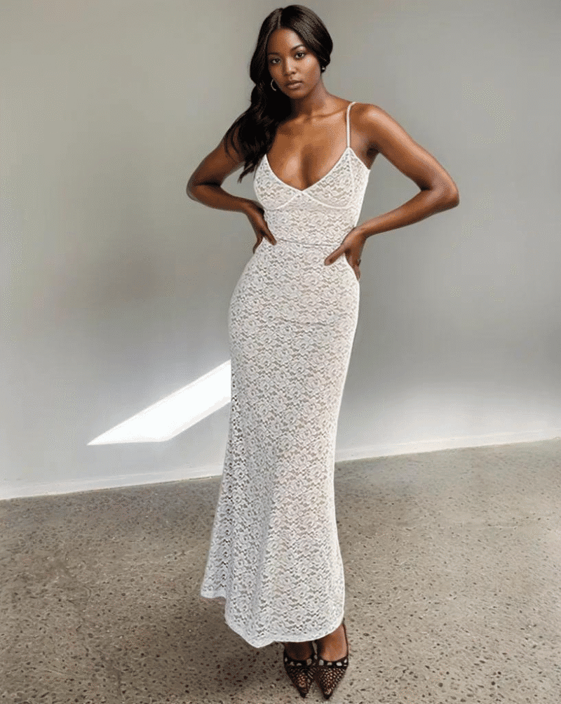 Sheer Overlay Dress with Spaghetti Straps - Image 4