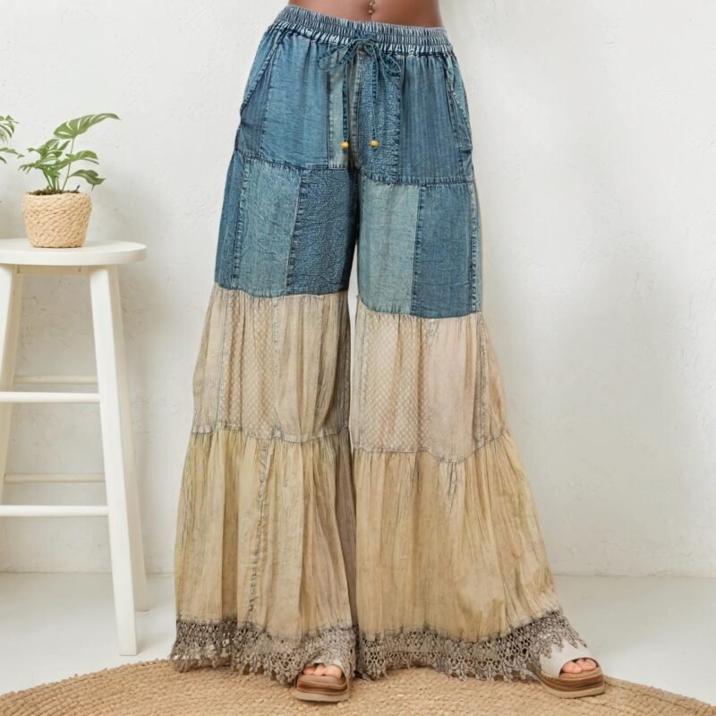 Boho Wide-Leg Pattern Pants - Image 2
