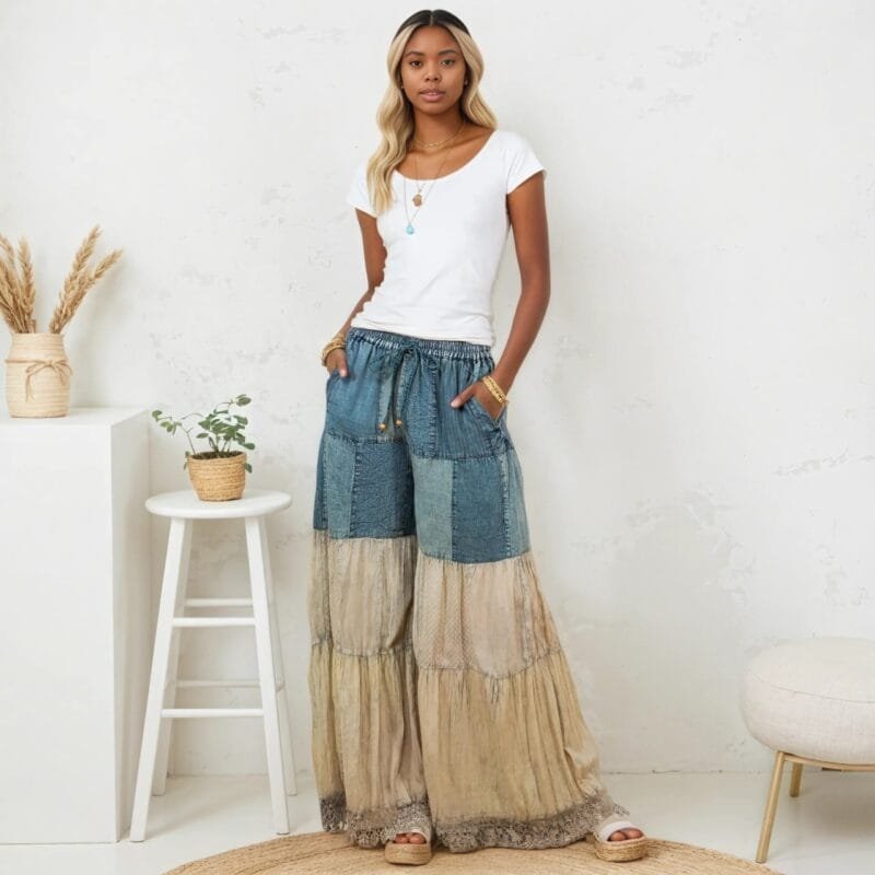 Boho Wide-Leg Pattern Pants - Image 3