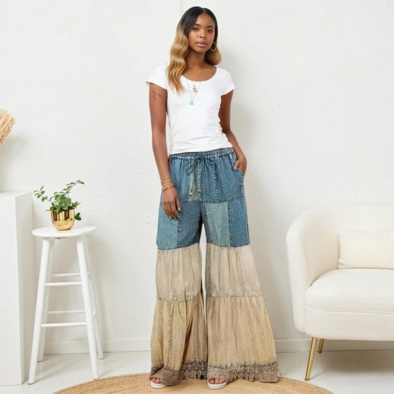 Boho Wide-Leg Pattern Pants