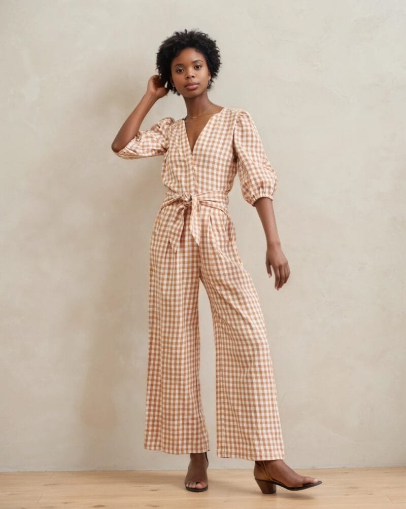Gingham Wide-Leg Jumpsuit - Image 3