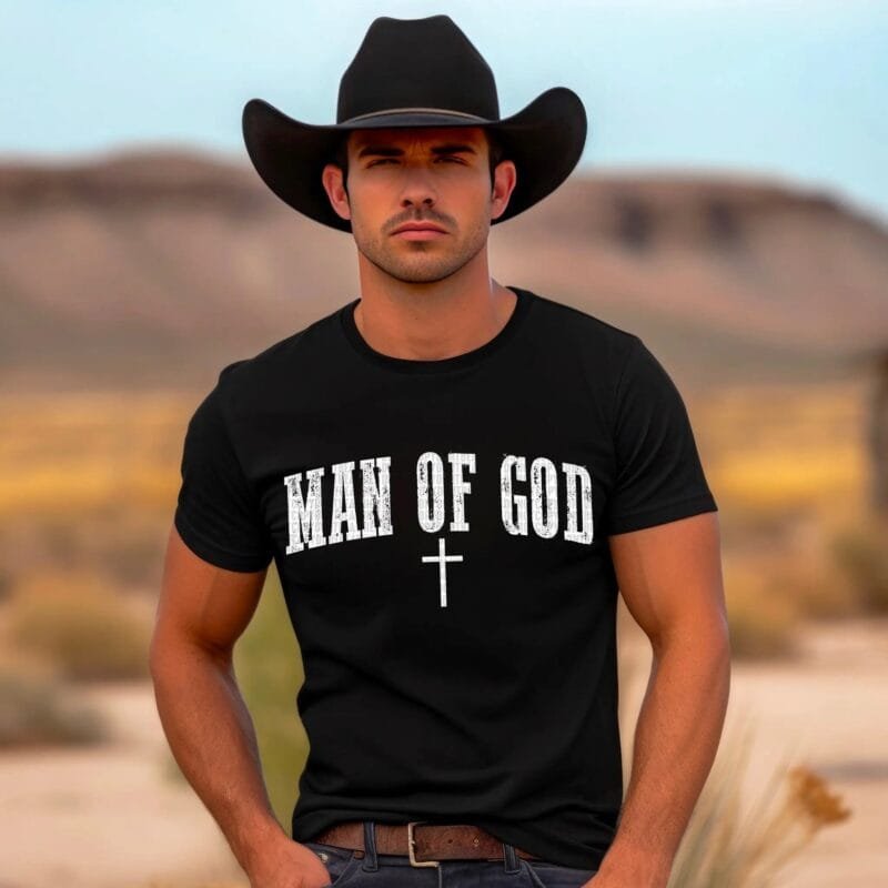 Man of God Inspirational Tee Heather Sunset - Image 2